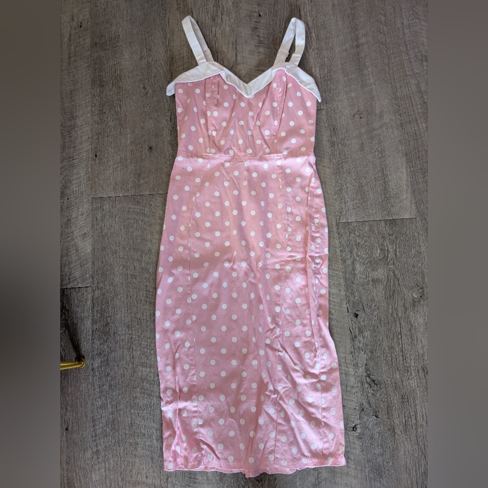 Deadly Dames Large Pink Polka Dot Pin Up Dress Vixen
